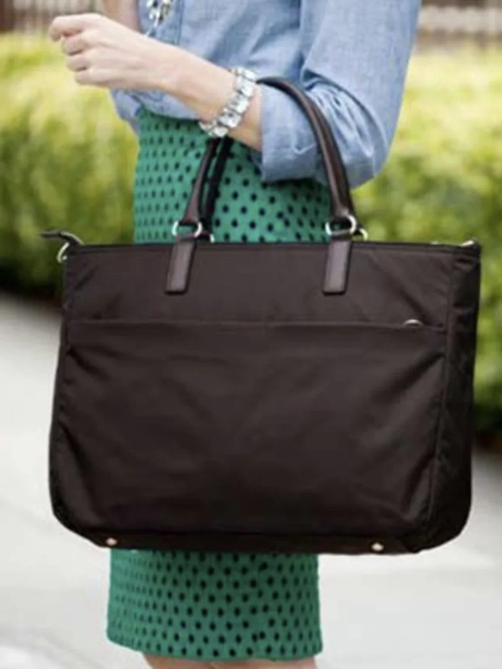 Lo & Sons Brookline Laptop Work Bag Black & Gold Hardware